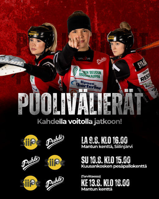 Puhti pelaa pudotuspeleissä!
